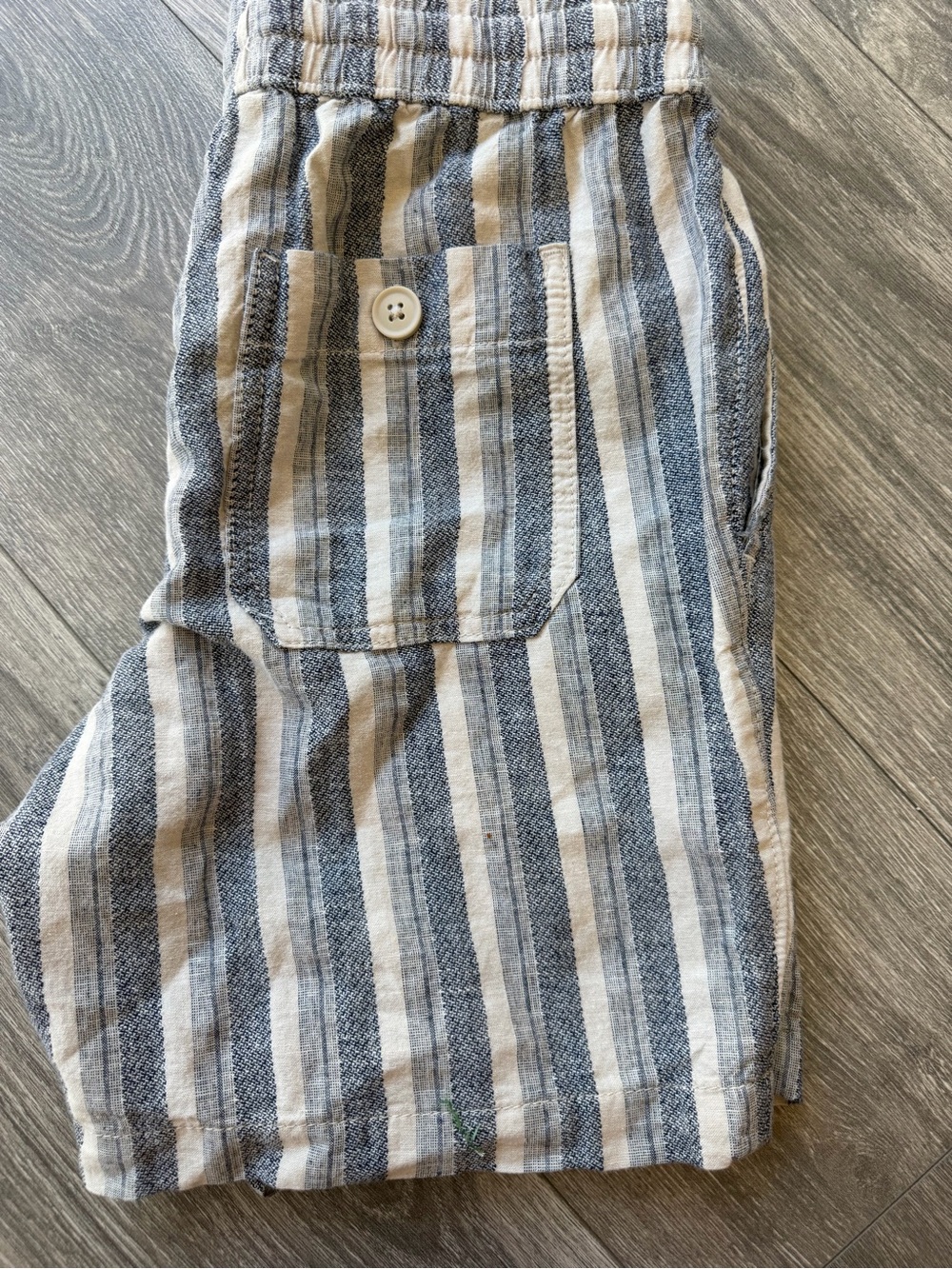 Men's Blue and White Striped Swim Trunks with Drawstring - Picture 3 of 5